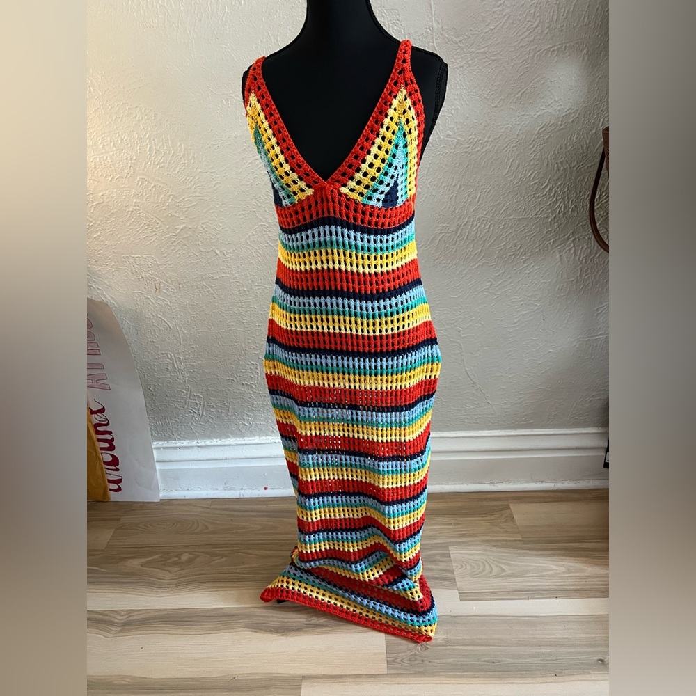 Colorful Striped Crochet Dress